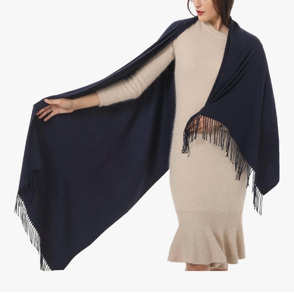 Elegant Navy Blue Shawl Wrap